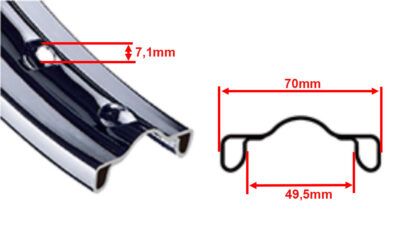 Velg chroom 1.85×18 70mm - Afbeelding 3